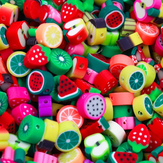 Entremeio Fimo De Frutas 10Mm Em Pvc Com 500 Pecas