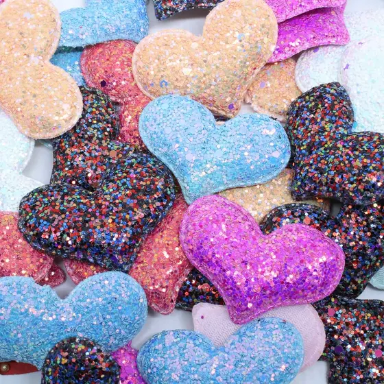 Coracao Glitter 60Mm Em Poliester Com 100 Pecas