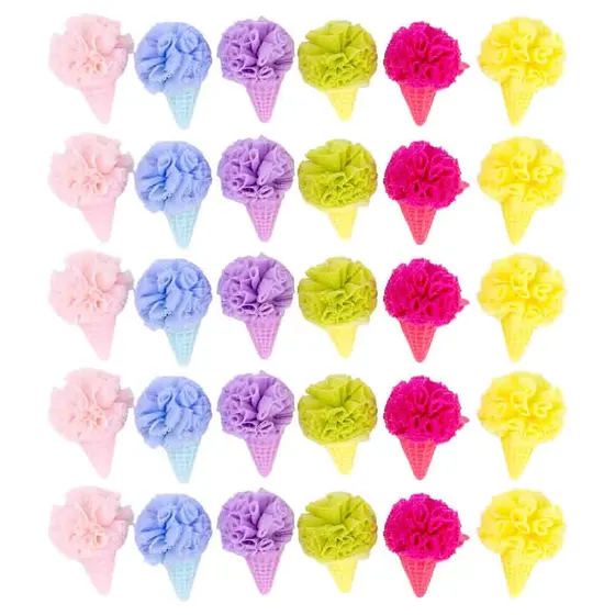 Aplique Sorvete Com Pompom 35Mm Em Resina E Poliester Com 50 Pecas