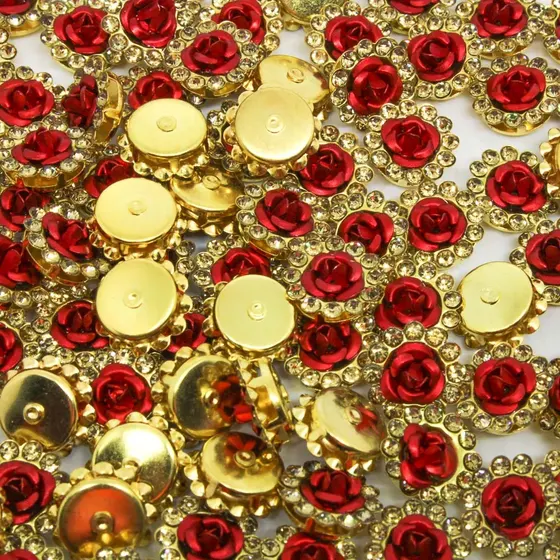 Aplique Flor Com Strass 12Mm Aluminio E Aco Inoxidavel Com 200 Pecas