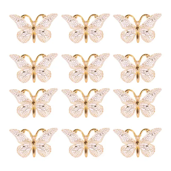 Aplique Borboleta Translucida 25X38Mm Em Resina Com 20 Pecas