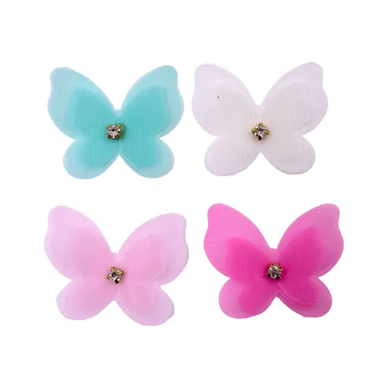 Aplique Borboleta Voal Com Strass 50Mm Em Poliester Com 50 Pecas