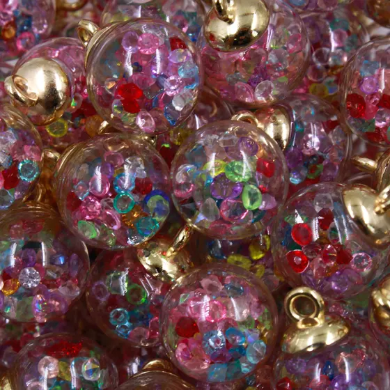 Pingente Redondo Com Strass 16Mm Em Vidro E Resina Com 100 Pecas