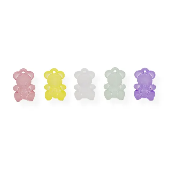 Pingente Urso Translucido Fosco 12X21Mm Em Acrilico