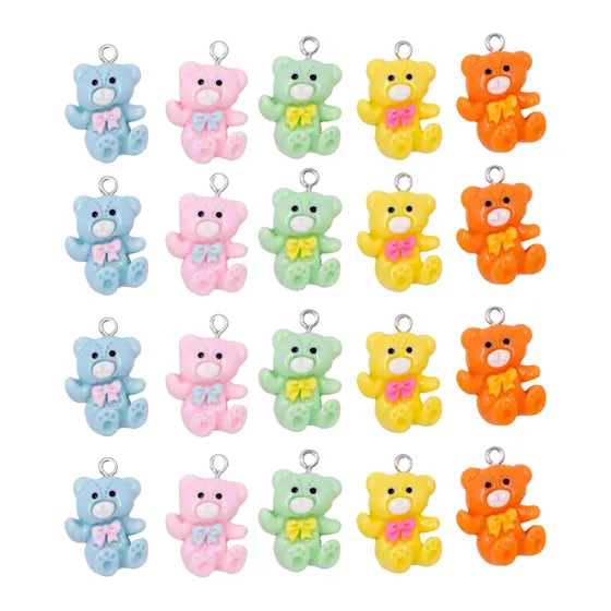 Pingente Urso 20X16Mm Em Resina Com 100 Pecas