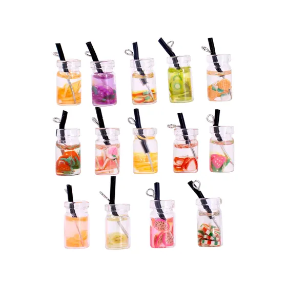 Pingente Jarra Com Frutas 10X18Mm Em Resina Com 50 Pecas