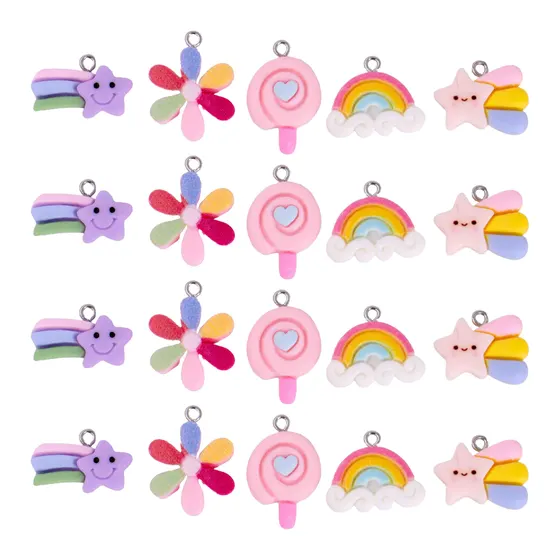 Pingente Infantil Sortidos 20Mm Em Resina Com 100 Pecas