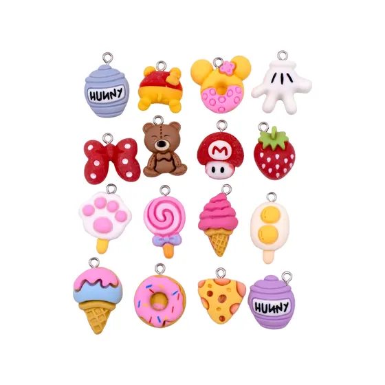 Pingente Infantil Diversos 24Mm Em Resina Com 100 Pecas