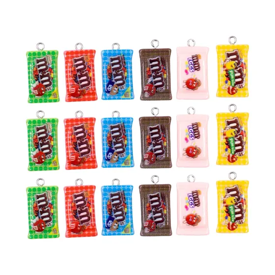 Pingente Pacote De Chocolate 20Mm Em Resina Com 100 Pecas