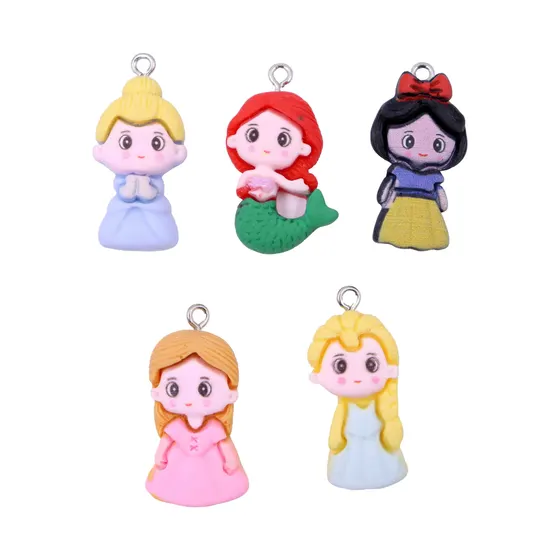 Pingente Princesas Em Resina 32Mm Com 50 Pecas