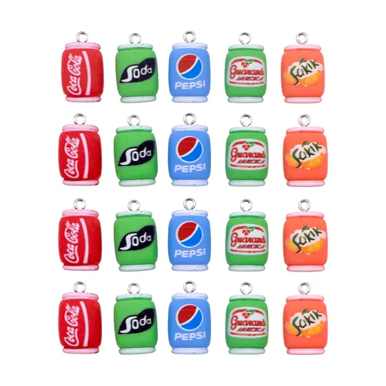 Pingente Garrafa De Refrigerante 20Mm Em Resina Com 100 Pcs - Colorido