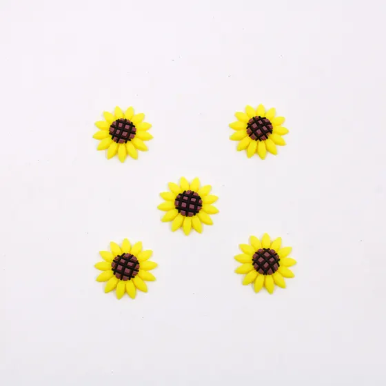 Aplique Girassol 20Mm Em Pvc Com 100Pcs - Amarelo Canario
