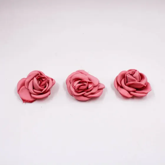 Aplique Rosa 60Mm Em Poliester Com 20 Pecas