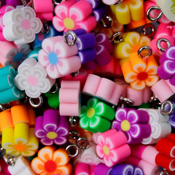 Pingente Flor 10Mm Em Pvc Com 250 Pecas - Colorido