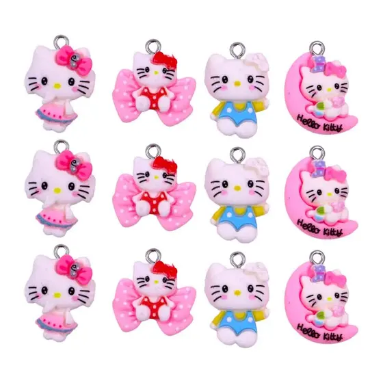 Pingente Gatinha De Laco 20Mm Em Resina Com 100 Pecas