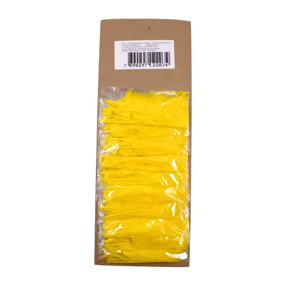 Cartela Penas C/ 10 Pacotes C/ 7 Penas Cada - Amarelo Canario