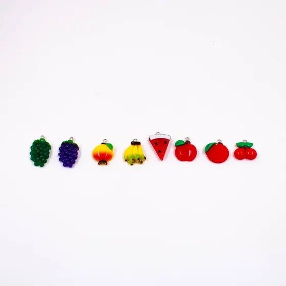 Pingente Frutas 20Mm Em Resina Com 100 Pecas - Colorido