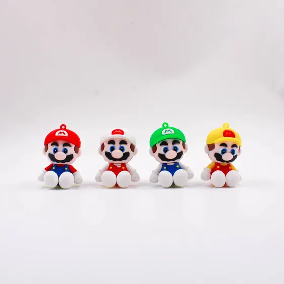 Kit Pingentes Super Mario Bros 60Mm Emborrachado 12 Pecas - Colorido