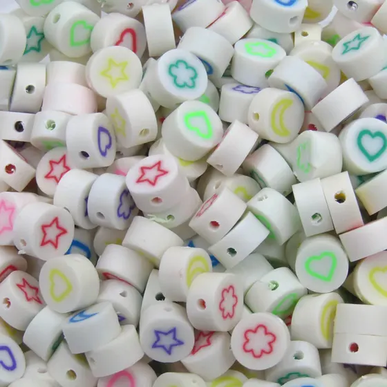 Entremeio Fimo Redondo Simbolos 10X05Mm Em Pvc Com 500 Pecas