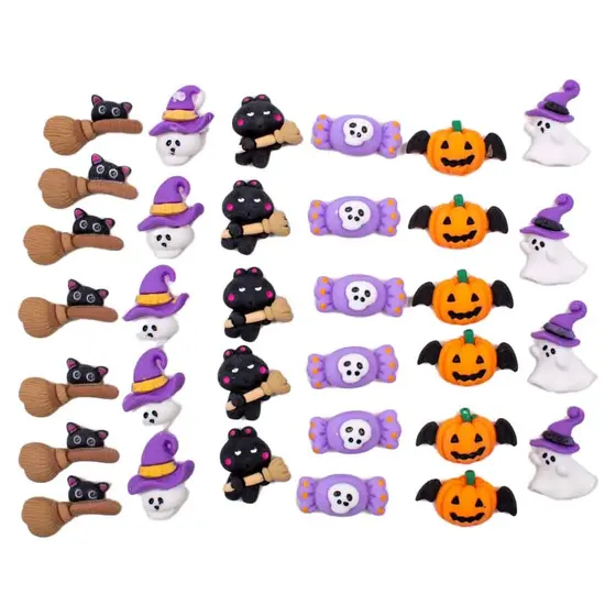 Aplique Haloween 20Mm Em Resina Com 100 Pecas - Colorido
