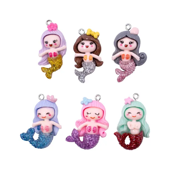 Pingente Boneca Sereia 30Mm Em Resina Com 50 Pecas