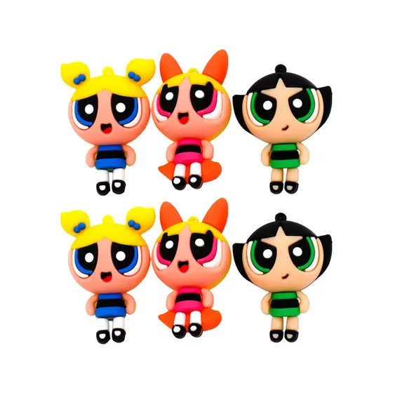 Pingente Meninas Super Poderosas 70Mm Emborrachado Com 12 Pecas