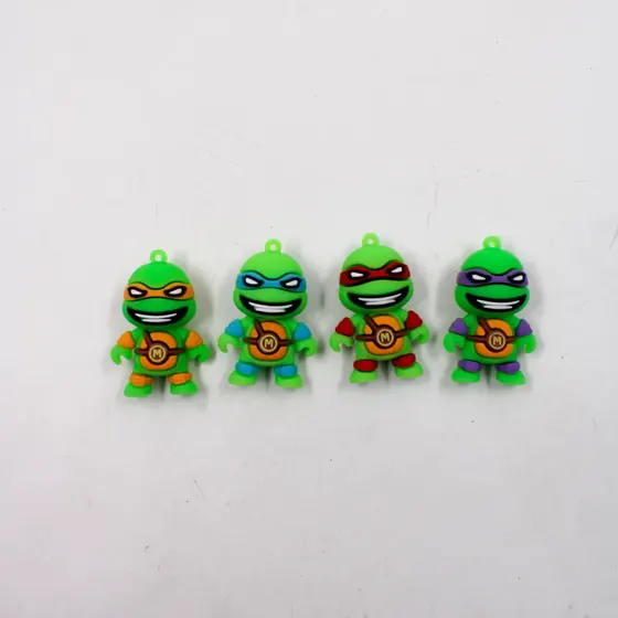 Pingente Tartarugas Ninjas 50Mm Emborrachado Com 12 Pecas