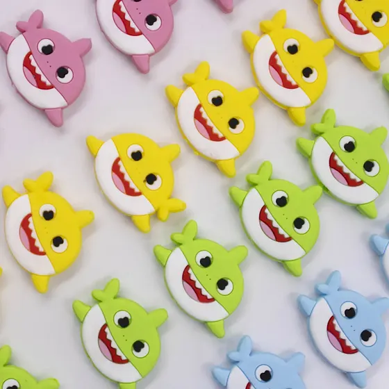 Entremeio Baby Shark Para Prendedor De Chupeta 30Mm Em Pvc Com 30 Pecas