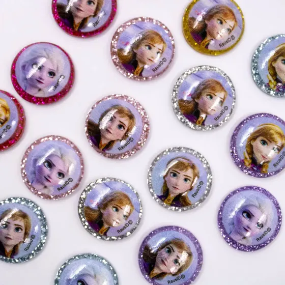 Aplique Redondo Frozen 20Mm Em Resina Com 100 Pecas