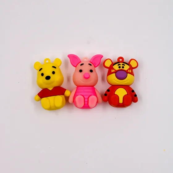 Pingentes Personagens Ursinho Pooh Emborrachado Com 12 Pecas