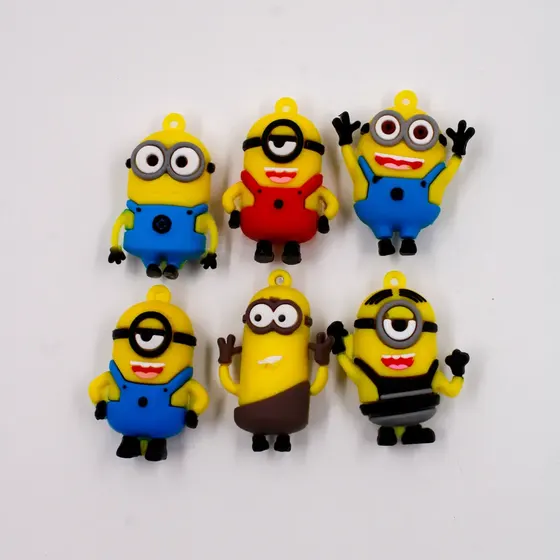Pingentes Personagens Minions 50Mm Emborrachado Com 12 Pecas