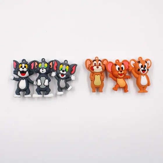 Pingente Tom E Jerry 60Mm Emborrachado Com 12 Pecas