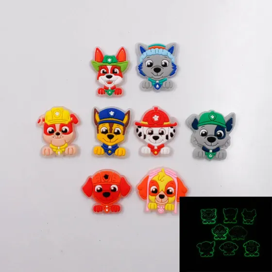 Aplique Patrulha Canina Fluorescente 30Mm Em Pvc Com 50 Pecas