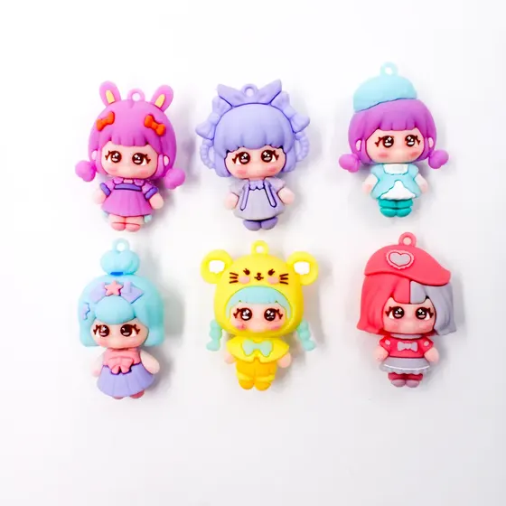 Pingente Meninas Anime 50Mm Emborrachado Com 12 Pecas