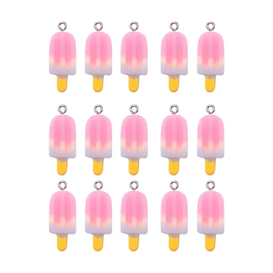 Pingente Picole 10X28Mm Em Resina Com 100 Pecas