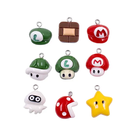 Pingente Super Mario Bros 16X18Mm Em Resina 50 Pecas