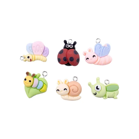 Pingente Bichinhos Infantil 18X20Mm Em Resina Com 100 Pecas
