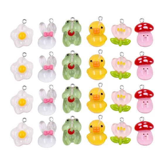 Pingente Flores E Bichinhos 16X20Mm Em Resina Com 100 Pecas