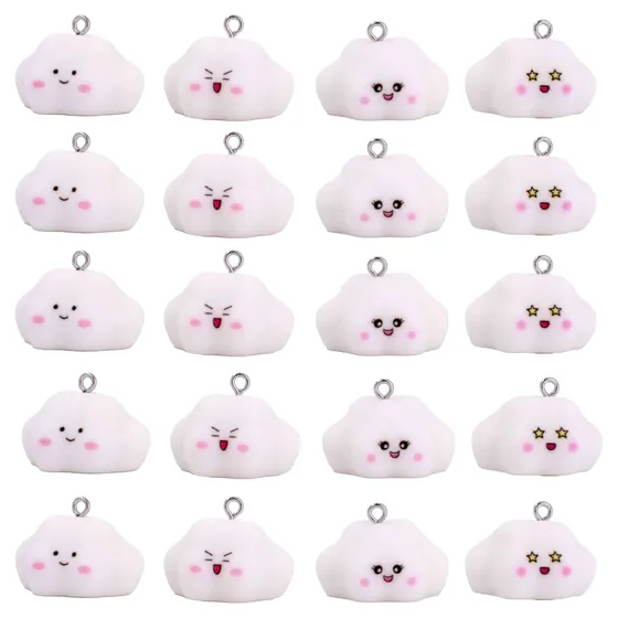 Pingente Nuvens Fluorescente 22Mm Em Resina Com 50 Pecas