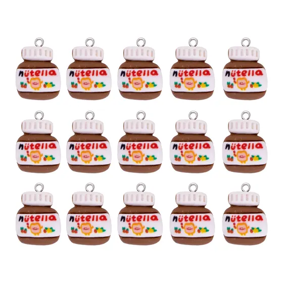 Pingente Pote De Nutella 20Mm Em Resina Com 50 Pecas