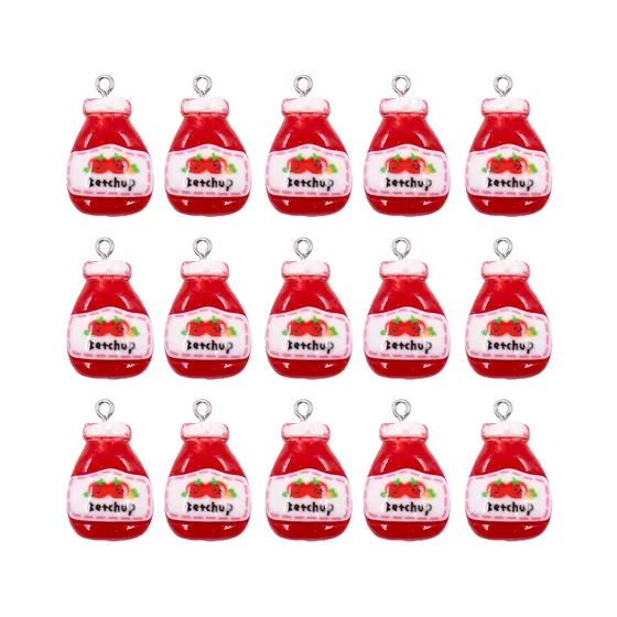 Pingente Ketchup 20Mm Em Resina Com 50 Pecas