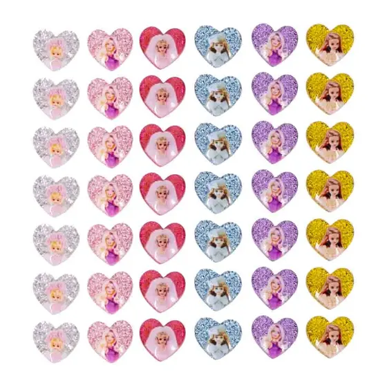 Aplique Coracao Barbie 20Mm Em Resina Com 100 Pecas