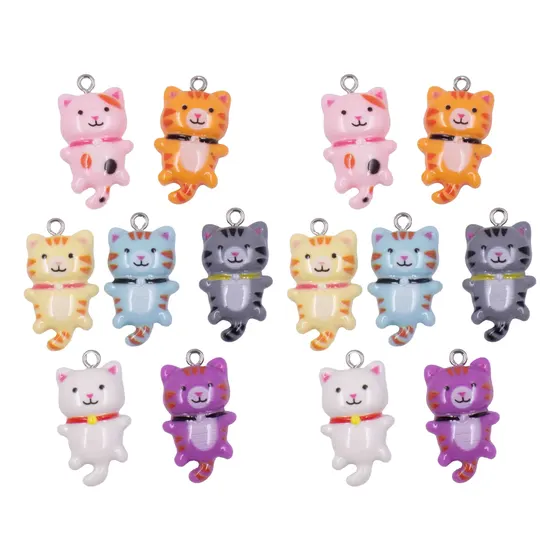Pingente Gatos 29Mm Em Resina Com 100 Pecas