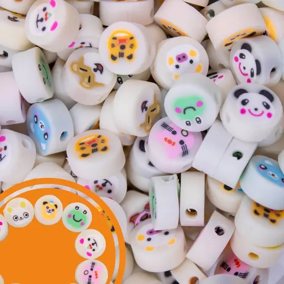 Entremeio Fimo Redondo Com Animais 10Mm Em Pvc Com 500 Pecas