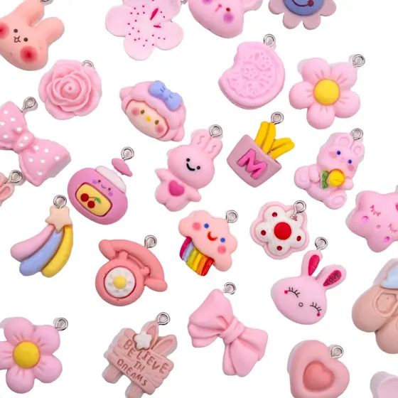 Pingente Diversos Infantil 20Mm Em Resina Com 100 Pecas