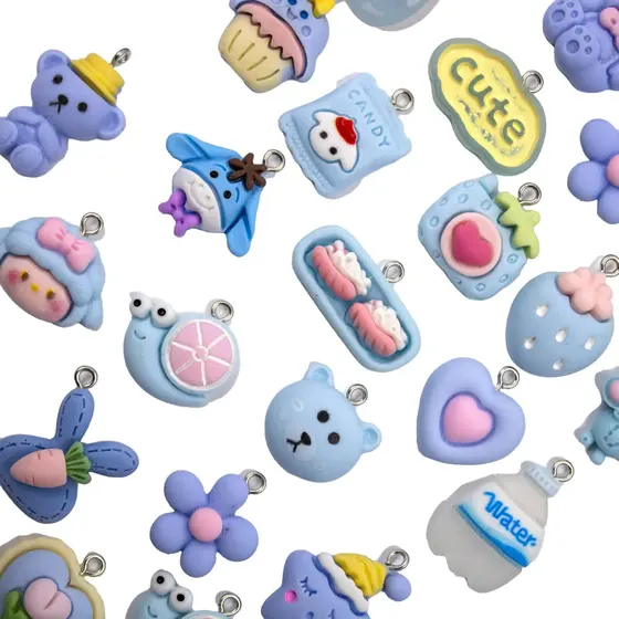 Pingente Diversos Infantil 20Mm Em Resina Com 100 Pecas