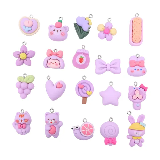 Pingente Infantil Diversos 20Mm Em Resina Com 100 Pecas