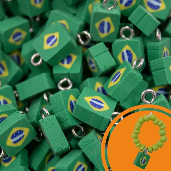 Pingente Bandeira Do Brasil 10Mm Em Pvc Com 250 Pecas - Verde Bandeira