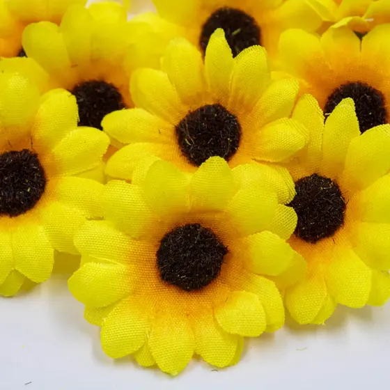 Aplique Girassol 40Mm Em Poliester Com 200 Pecas - Amarelo Canario