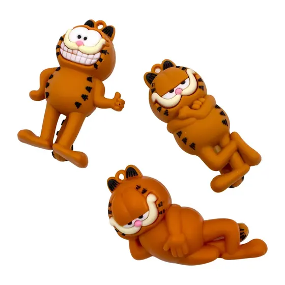 Pingente Garfield 70Mm Emborrachado Com 12 Pecas